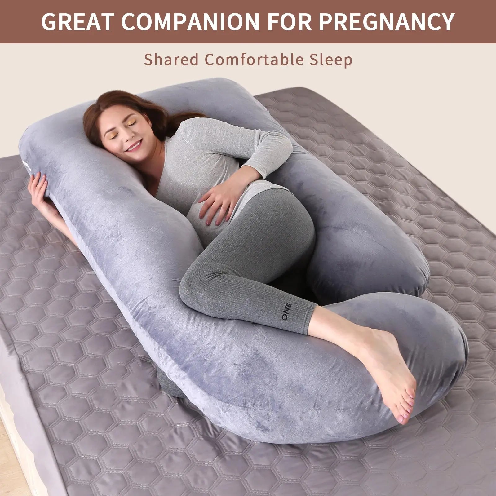 G-Shaped Pillow for Full Body Pregnancy Women, Removable Washable Cover, Sleeping Support for Belly Back Hips Legs