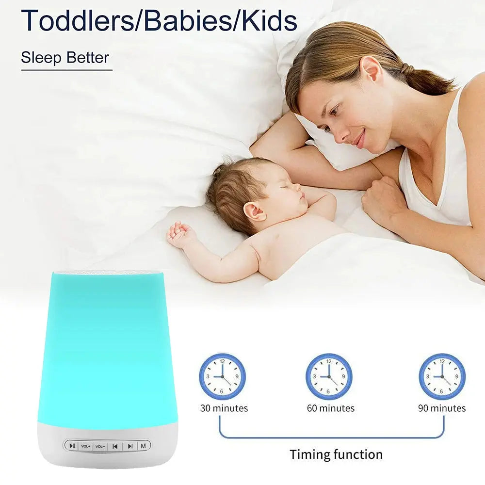 Desktop White Noise Machine Baby Sleep Sound Machine Colorful Night Lights 28 Soothing Sounds 30Min/60Min/90Min Timer