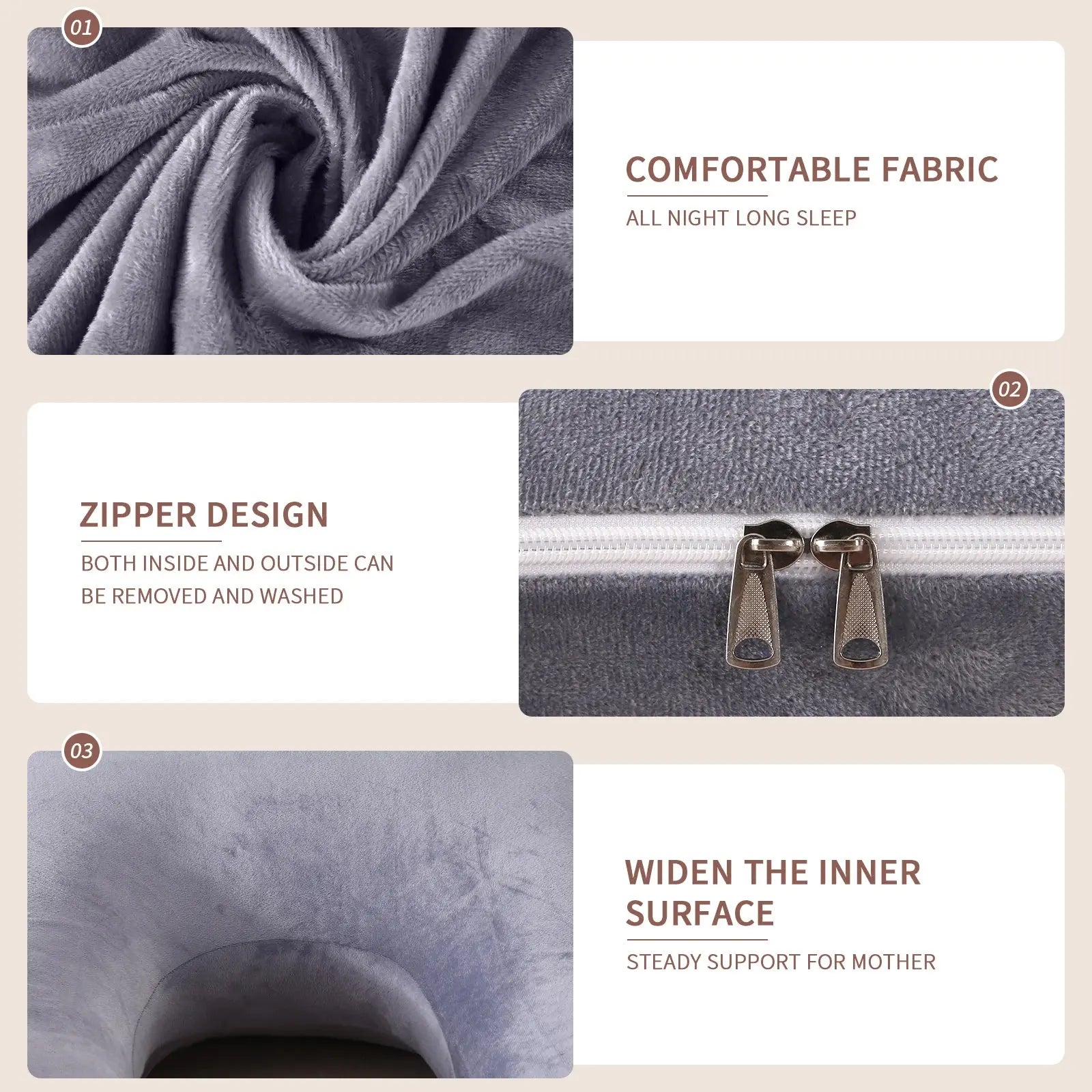 G-Shaped Pillow for Full Body Pregnancy Women, Removable Washable Cover, Sleeping Support for Belly Back Hips Legs