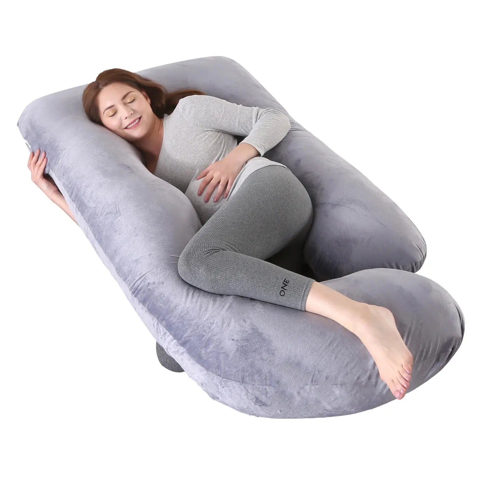 G-Shaped Pillow for Full Body Pregnancy Women, Removable Washable Cover, Sleeping Support for Belly Back Hips Legs